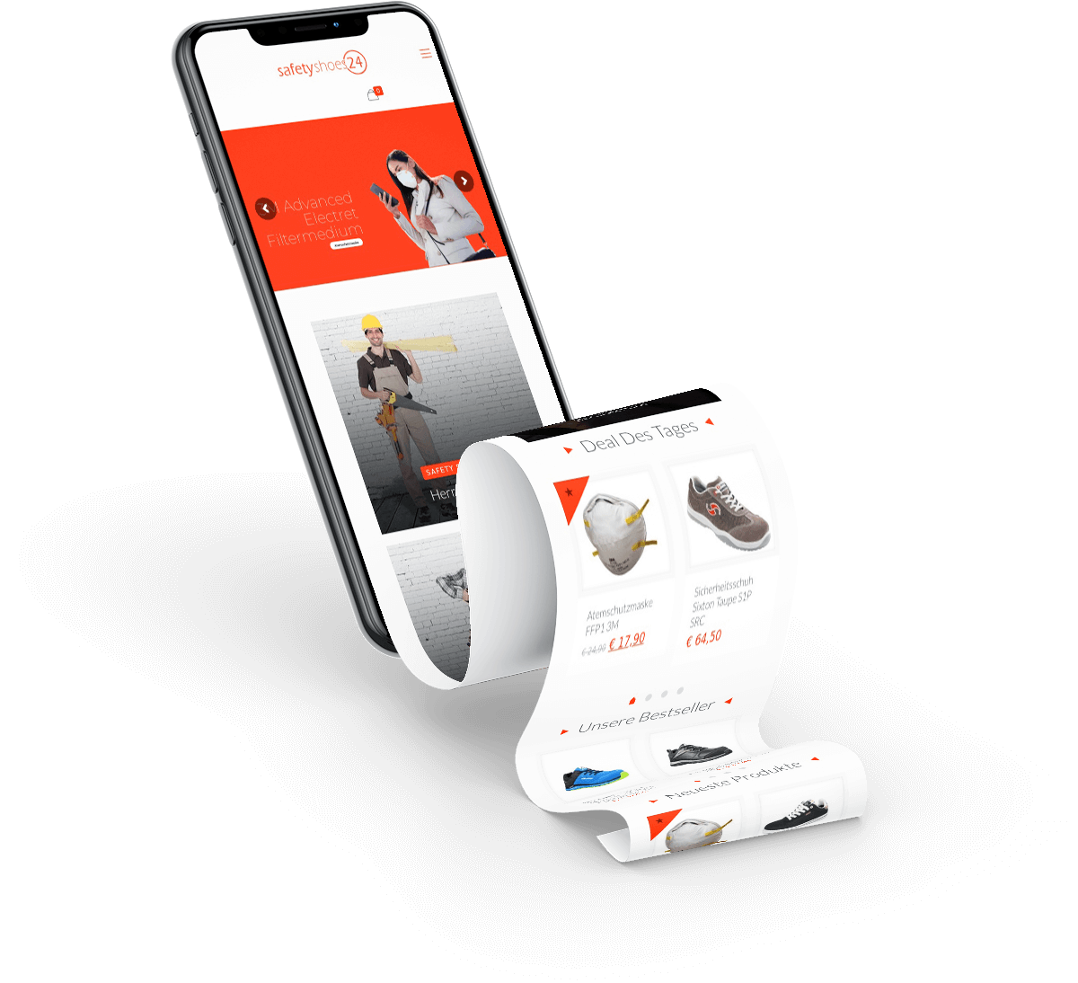 Safety shoes iPhone XS Longscroll Mockup